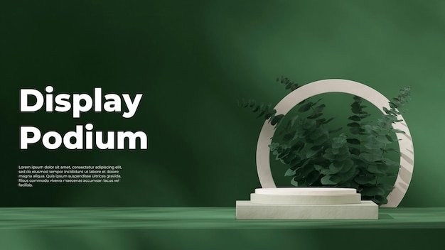 3D rendering van leeg mockup groen kleur blok en cilinder podium in landschap cirkelvormige achtergrond