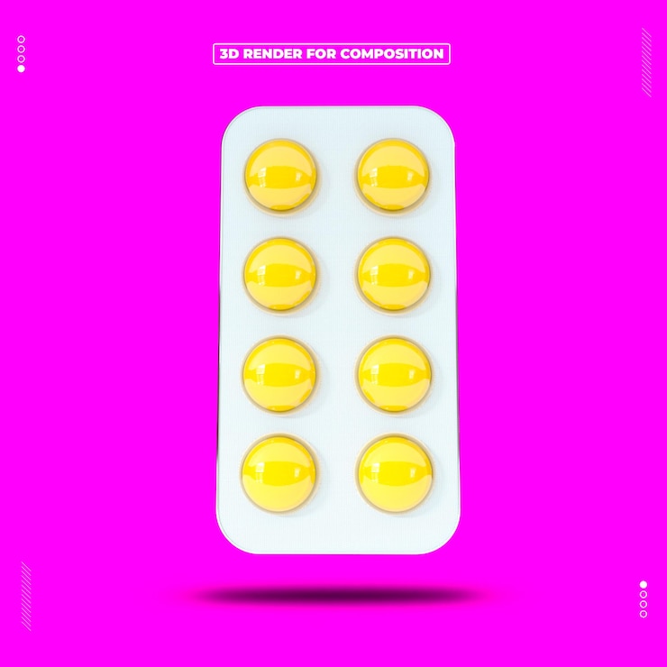 PSD 3d-rendering van medicijnen op sociale media