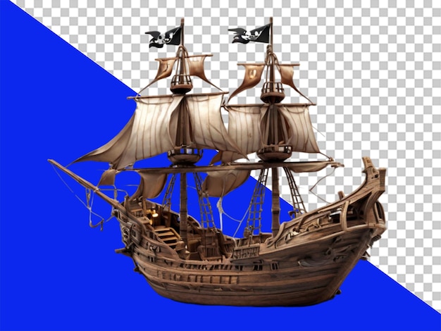 PSD 3d rendering van piratenschip fant op transparante achtergrond