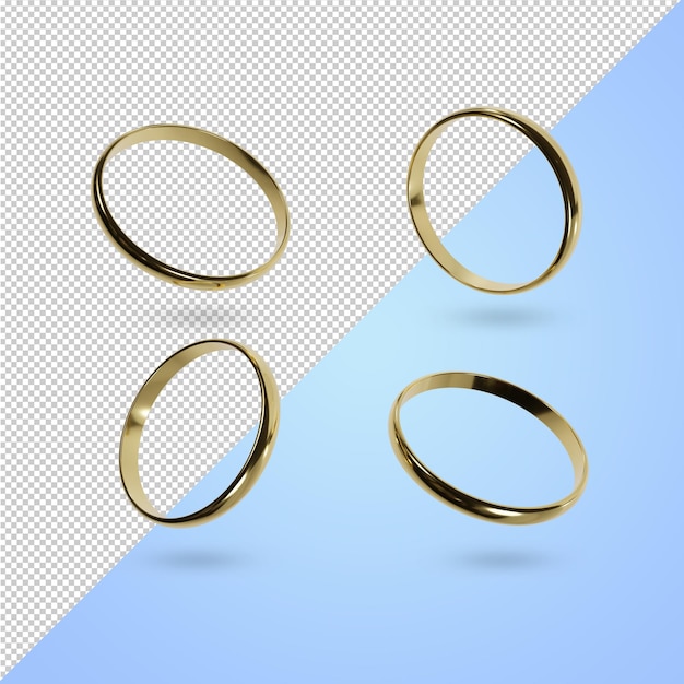 PSD 3d-rendering van twee gouden ringen illustratie trouwconceptfoto