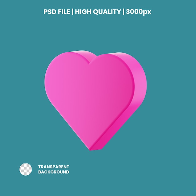 PSD 3d-rendering van valentine heart icon object