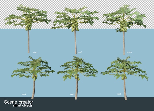 3d rendering of various species of trees