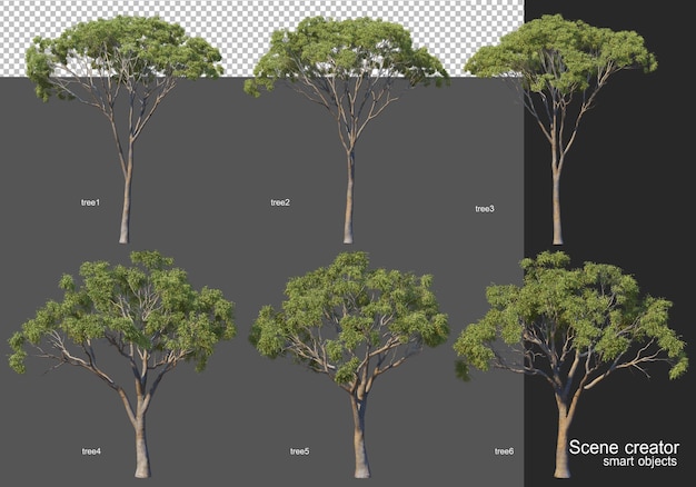 Rendering 3d, vari layout di albero