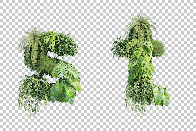 3d rendering of vertical garden alphabet s and alphabet t