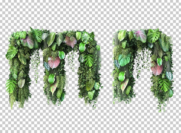 3d rendering of vertical garden lowercase alphabet m and alphabet n