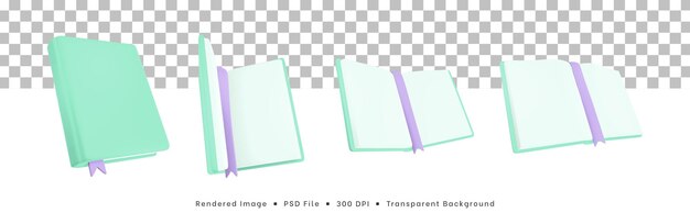 PSD 3d-rendering verzameling boekpictogrammen open voor gesloten boekhoudingen