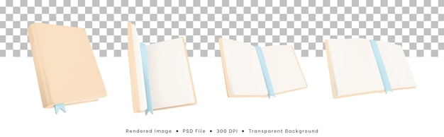 3D-rendering verzameling boekpictogrammen open voor gesloten boekhoudingen