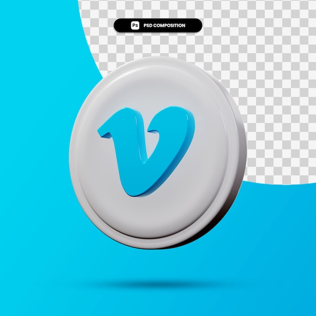 PSD 3d rendering of vimeo application logo isolated