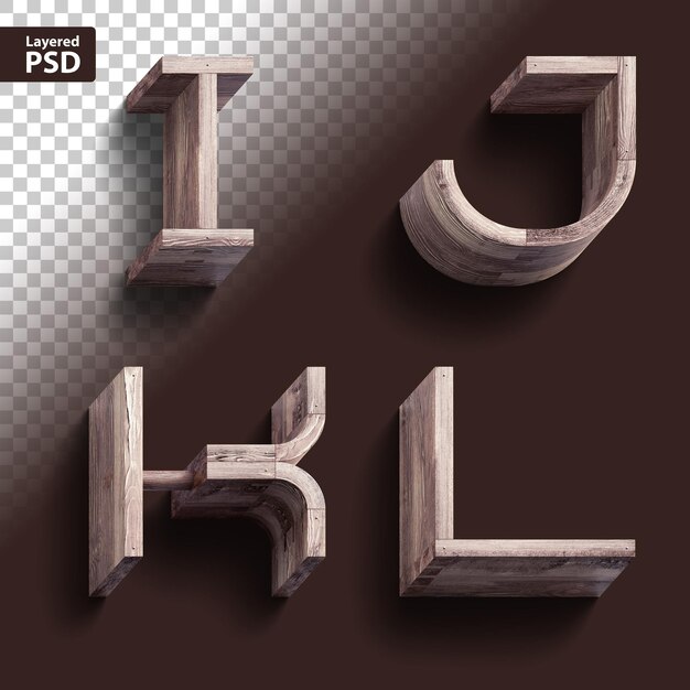 3d rendering of vintage wooden font