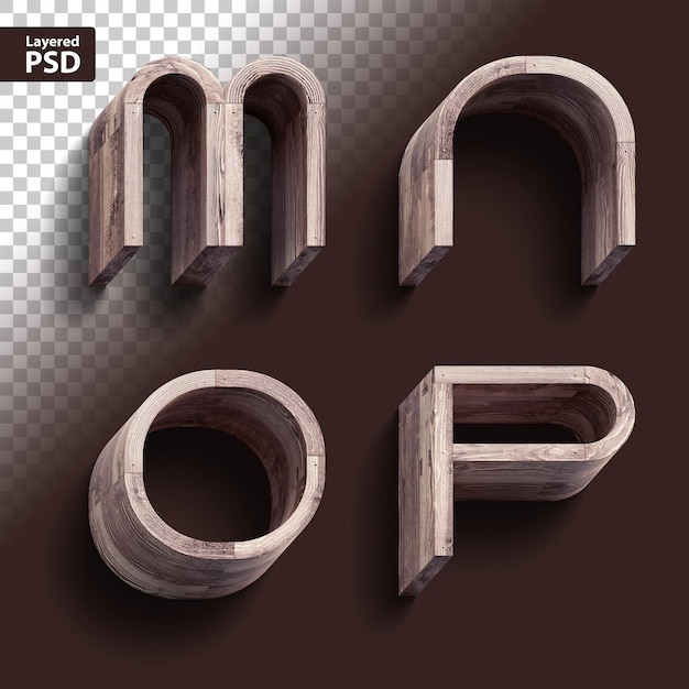 Rendering 3d di font in legno vintage