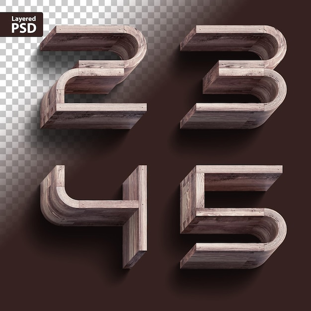 PSD 3d rendering of vintage wooden font