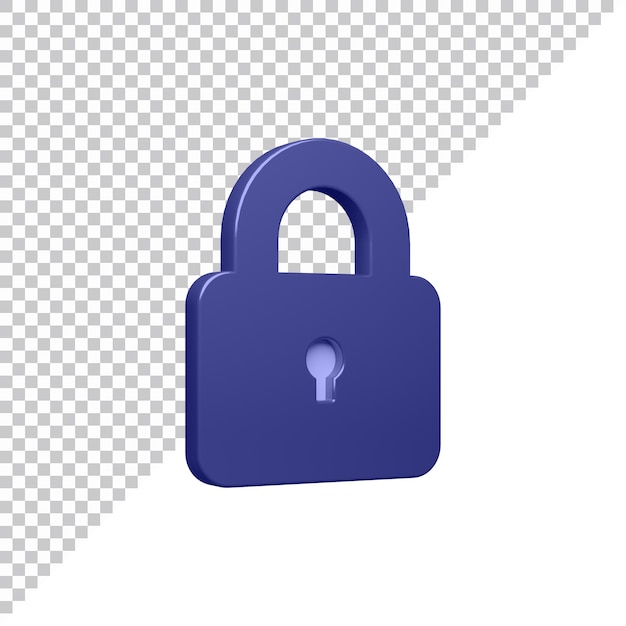 3d rendering violet locked padlock icon with white check symbol security concept