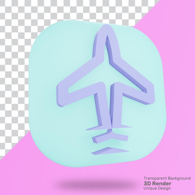 3d-rendering vliegtuigpictogram premium psd