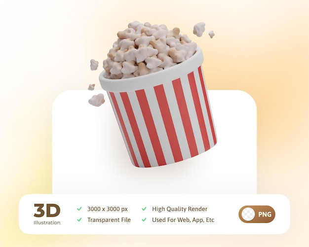 3d-rendering voedsel popcorn illustratie
