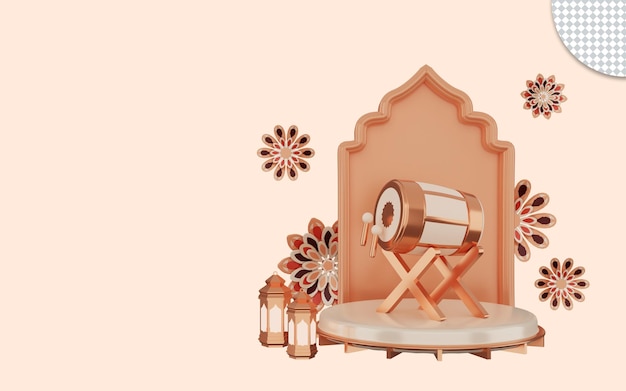 3D-rendering voor ramadhan kareem eid al adha isra miraj eid mubarak eid al fitr