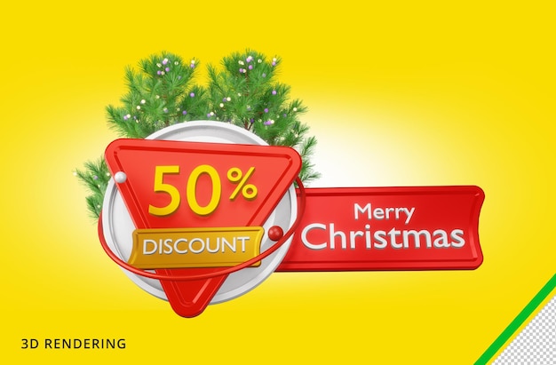 3d-rendering vrolijk kerstfeest 50sale premium psd