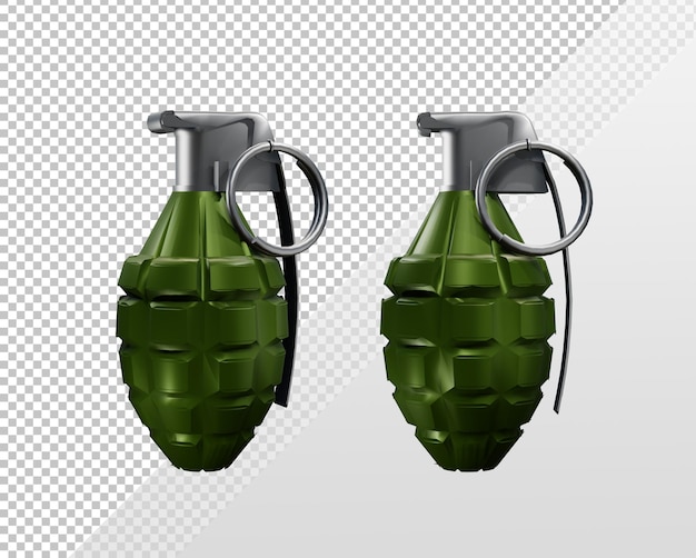 PSD 3d rendering war explosive weapon grenade green color