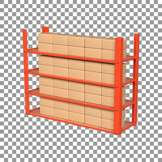 3D Rendering of Warehouse Shelf or Industrial rack