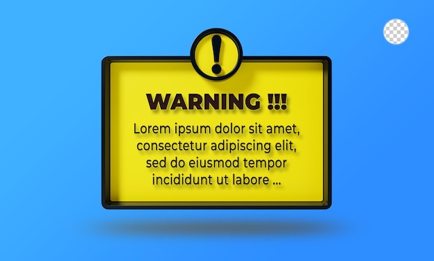 3d 렌더링 경고 상자 모형 인터페이스
