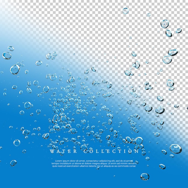 PSD 3d rendering  water bubble  collection  on the transparent  background