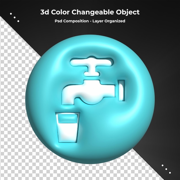 3d-rendering waterdruppel 3d-element voor psd-compositie