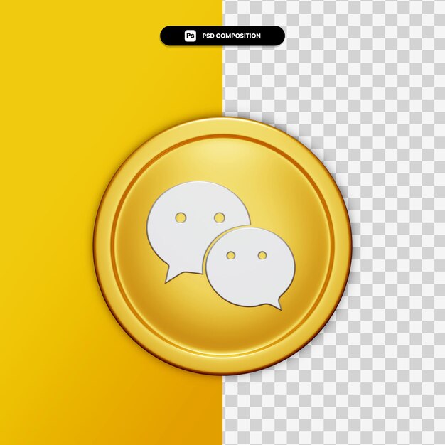 3d rendering we chat icon on golden circle isolated