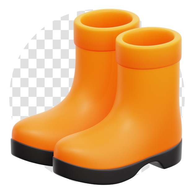 3d rendering weather boots 3d icon transparent background