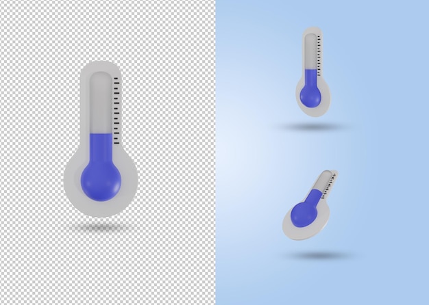 3d rendering Weather thermometer icon Forecast climate and meteorology icon cold temperature symb