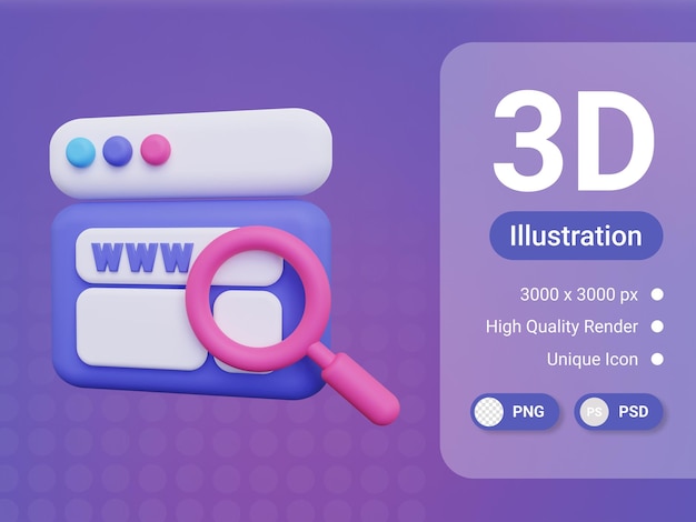 PSD 3d rendering web browser icon