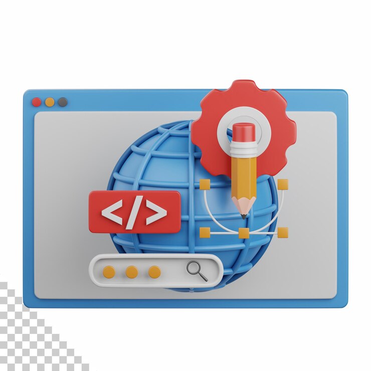 PSD 3d rendering web development isolated useful for marketing advertising advertisement and promotion