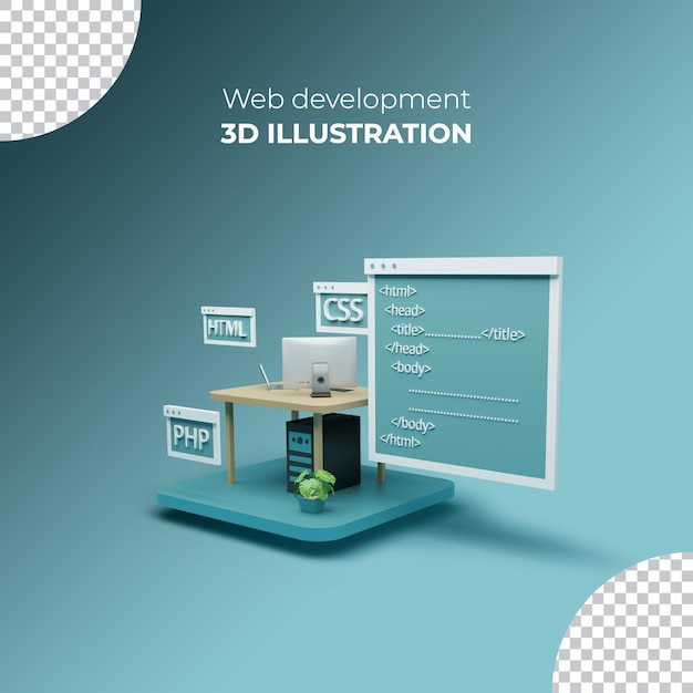 PSD 3dレンダリングweb開発後ソフトウェアwebサイトのプログラミングとコーディング