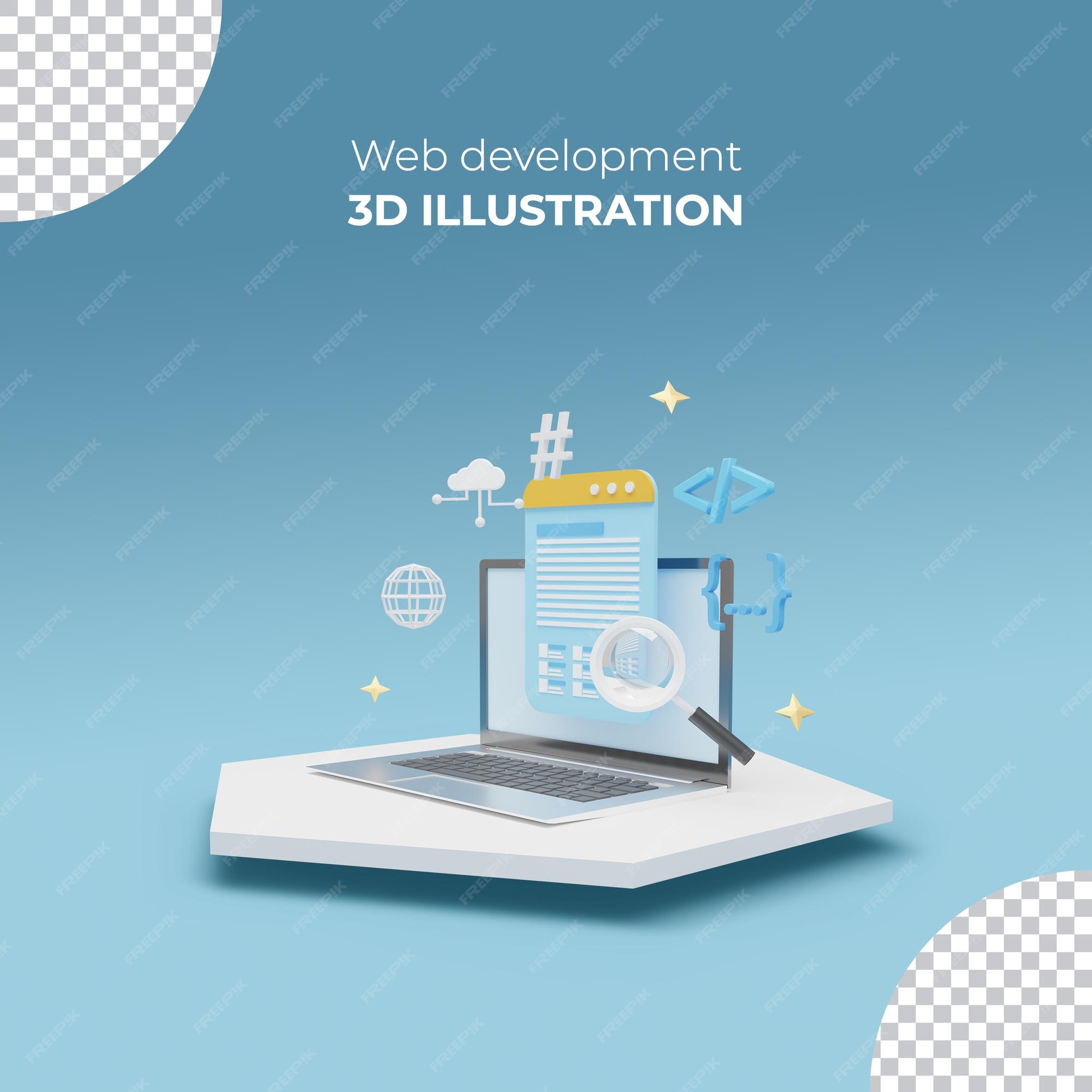 Premium PSD | 3D rendering Web postdevelopment software Website ...