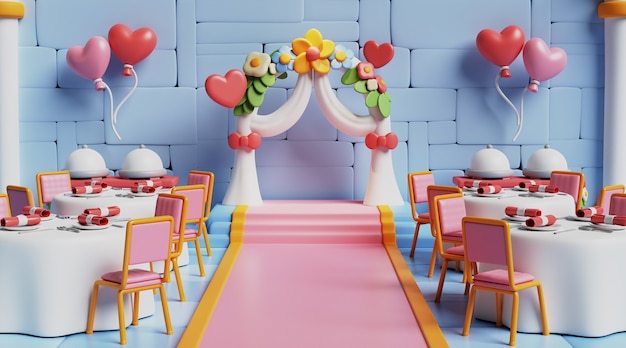 結婚式のイラストの 3 d レンダリング