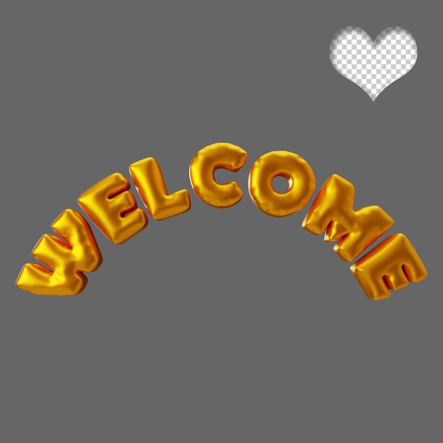 PSD 3d rendering of welcome sign baloon