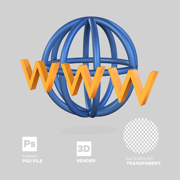 PSD 3d-rendering wereld browser pictogram geïsoleerd object