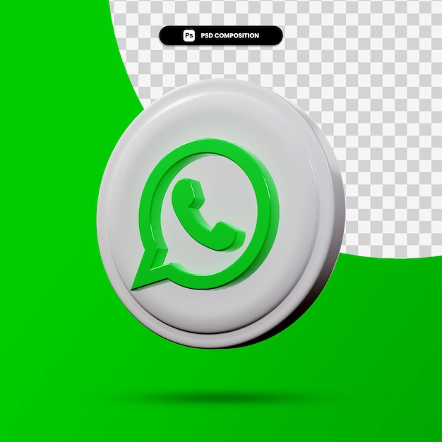 Rendering 3d del logo dell'applicazione whatsapp isolato