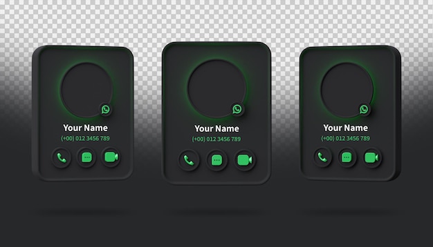 PSD 3d rendering whatsapp profile collections