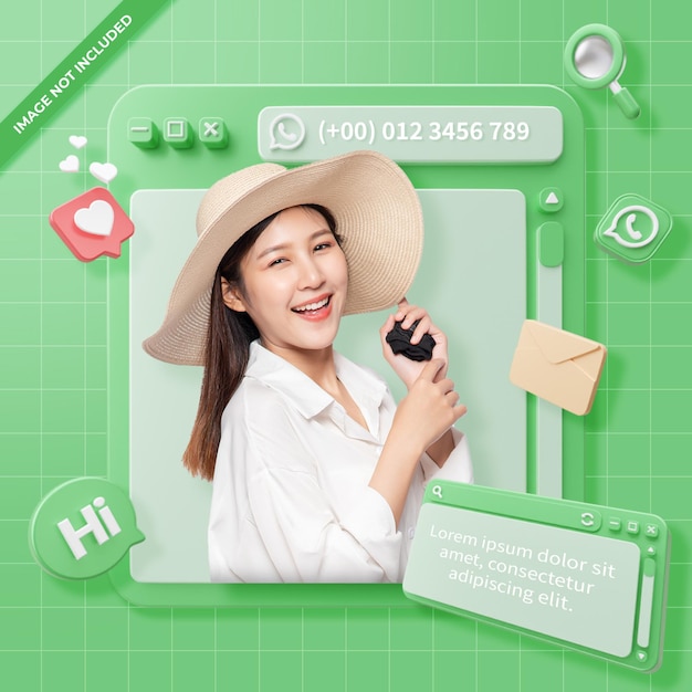 PSD 3d rendering whatsapp profile