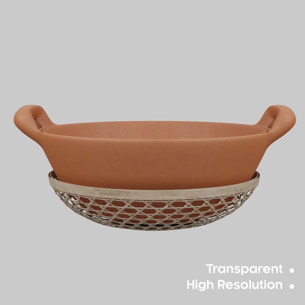 3d rendering wide clay pot