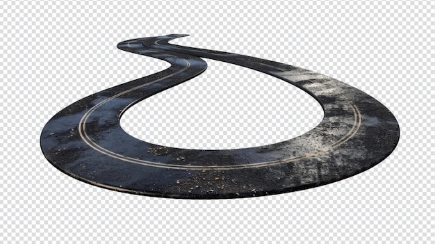 3d rendering of a winding road curve isolated on transparent background for design projects