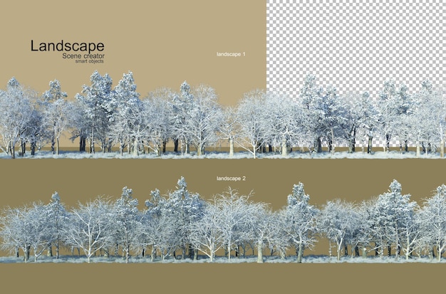 PSD 3d-rendering winter boom landschap