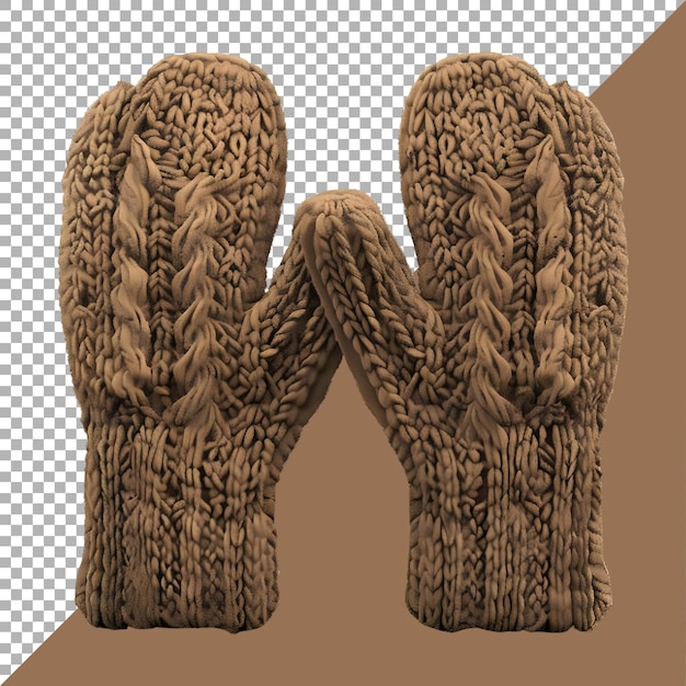 PSD 3d rendering of a winter brown gloves on transparent background ai generated