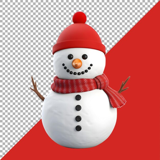 PSD 3d rendering of a winter snowman on transparent background ai generated