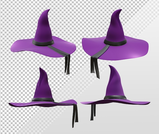 3d rendering witch hat witches head wear conical crown wide brim perspective view