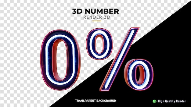 PSD 3d rendering with a 0 percent discount neon design high quality render