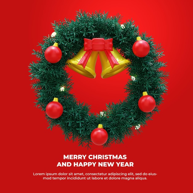 3d rendering with merry christmas and new year concept