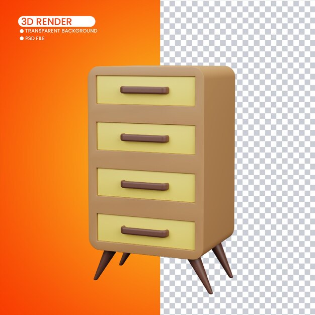 3d rendering of wood cupboard for social media