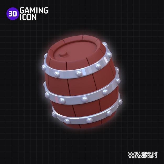 3d rendering WOODEN BARREL GAMING ICON