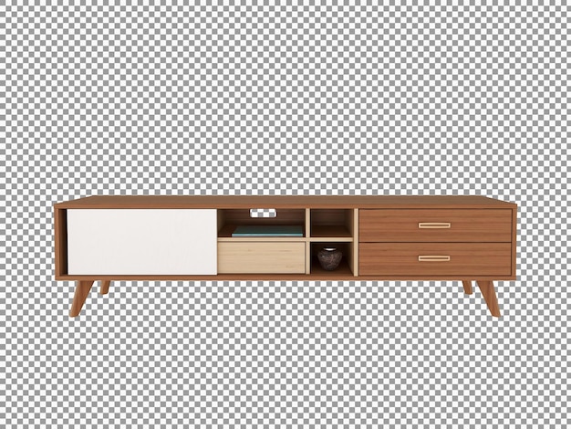 3d rendering of wooden living room desk interior isolated