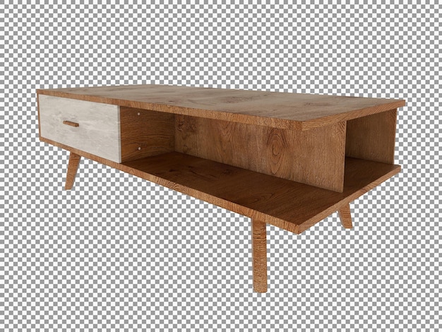 3d rendering of wooden living room desk interior isolated